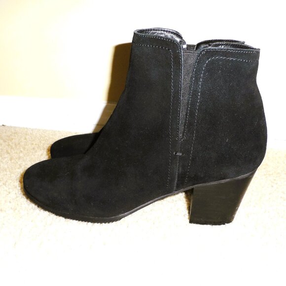 Suede Leather Black Ankle Boot with Heel  size 7.5 - Picture 1 of 10
